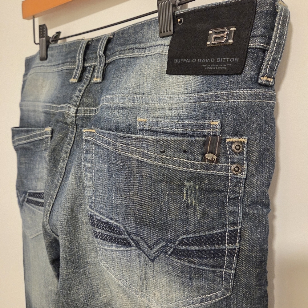 Buffalo David Bitton Evan-X Slim Stretch Jeans – Dark Distressed Wash – 32x30 - Picture 5 of 7